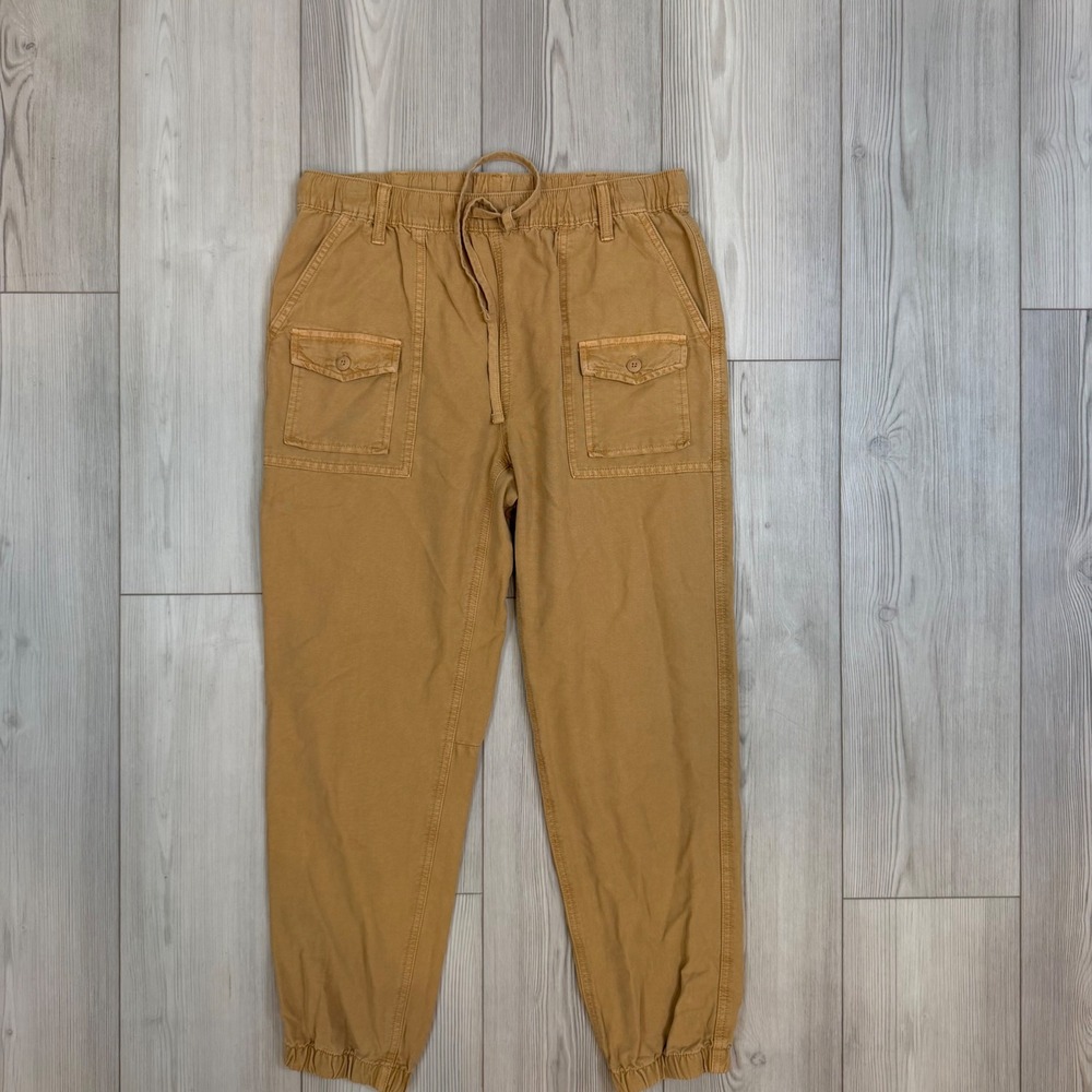 Aerie Tan Cargo Jogger Pants Elastic Waist Drawstring Utility Size Medium